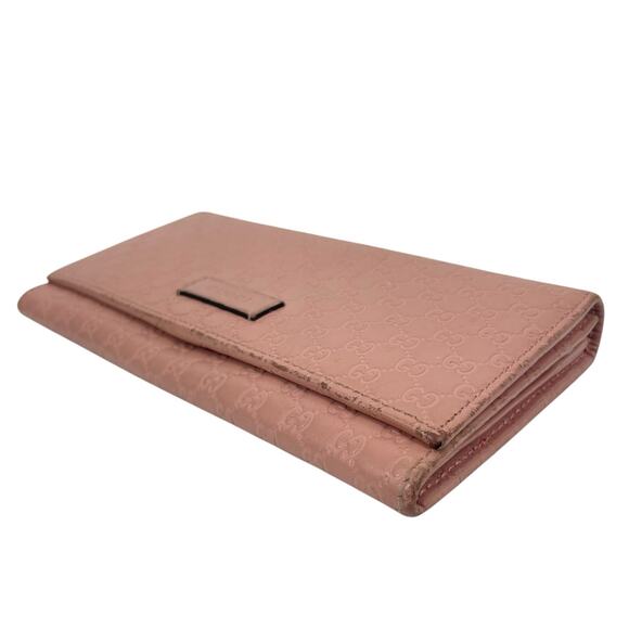 GUCCI Pink Microguccissim Leather Long Bifold Wallet GG Logo - Picture 4 of 10